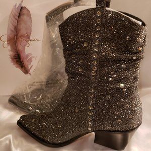 Jessica Simpson "Zellya" Rhinestone Western Boot - Size 10 M